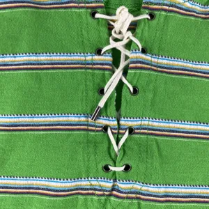 Lauren Jeans‎ Co Ralph Lauren Hoodie Womens Large Green Striped Pullover Lace Up thumbnail 3