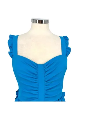 Amanda Uprichard Sweeney Blue Ruffle Tiered Sweetheart Midi Dress Size XS thumbnail 3
