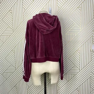 Adidas Originals Hoodie Sweatshirt Cropped Velour Purple Red Size US‎ Small thumbnail 7