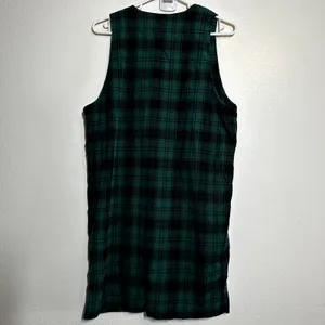 All Week Long Corduroy Dress 100% Cotton Wrap Button Up Gingham Plaid Green 8P thumbnail 5