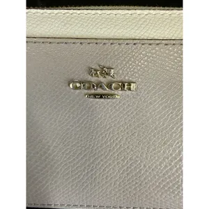 EUC COACH Bicolor Accordion Zip Around Long Wallet Genuine Leather Taupe/Ivory thumbnail 2