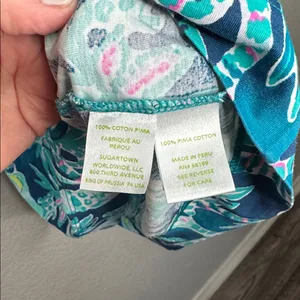 Lilly Pulitzer Navy Blue Green Floral Print Mini t shirt Dress thumbnail 6