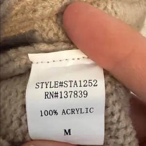 Altar'd State Beige Cropped Cable Knit Chunky Bobble Sweater Cozy Preppy Pom M thumbnail 8