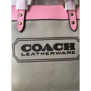 Coach Field 22 Logo ColorBlock Natural Canvas Tote Crossbody Bag Pink New $210 thumbnail 9