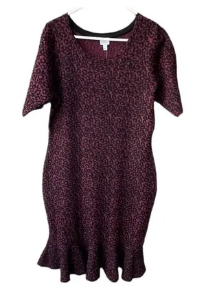 NWT Dressbarn size L animal print sweater dress tulip hem flouncy hem. thumbnail 1