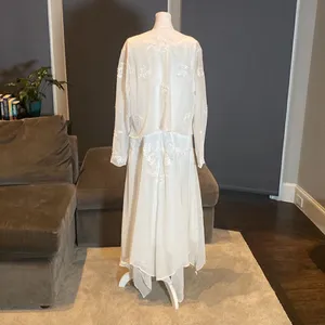 Women’s White Chiffon Formal Dress Floral Lace Detail & Matching Jacket Size 14 thumbnail 8