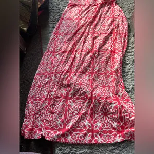 Boden Jersey Maxi‎ Skirt Size 8 Coral Pink White Paisley Colorful Draped Summer thumbnail 8