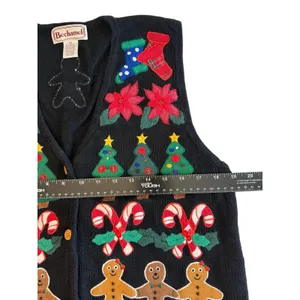 VTG Bechamel Knit Christmas Sweater Vest Novelty Holiday, Ugly, Teacher L-XL EUC thumbnail 3