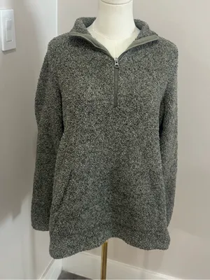 Natural Reflections Women M Green Sherpa Fleece Quarter Zip Pullover Jacket camp thumbnail 2