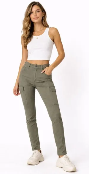 Abercrombie & Fitch Womens Cargo Skinny Pant 26 Green Utility Zipper Hem Casual thumbnail 1