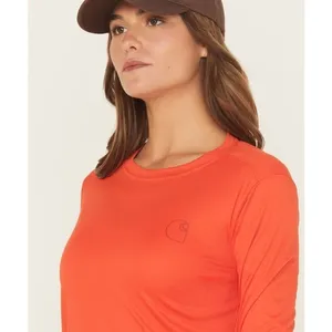 NEW Carhartt Force Sun Defender Women’s Orange Red Long Sleeve Shirt NWT Medium thumbnail 4