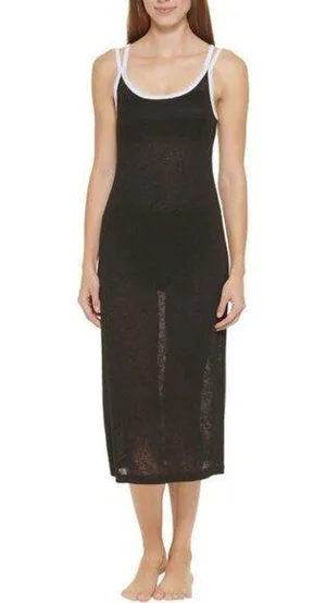 Donna Karan New York Swimwear Strappy Dress Cover-Up in Black/White Trim, Size M NEW w/Tag thumbnail 1