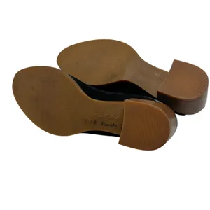 All Black Mules Heel Collapsible Back Slip On Suede Leather Black‎ Blue Sample thumbnail 12
