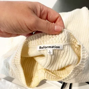 Reformation Teagan Ribbed Crewneck Sleeveless Sweater Vest Cream Ivory Large thumbnail 2
