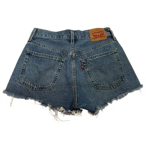 Levis 501 Original Cutoff Shorts Womens W26 Distressed Raw Hem High Rise Blue thumbnail 4
