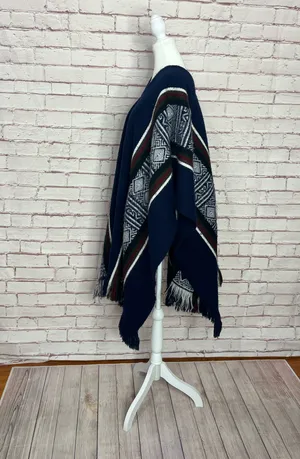 Tejidos Imalaya Wool Ecuadorian Made Southwest Blanket Poncho Wrap EUC One Size thumbnail 3