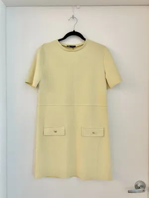 Zara Pastel Yellow Faux Suede Mini Dress Euro Summer Vactation Size S NWT thumbnail 5