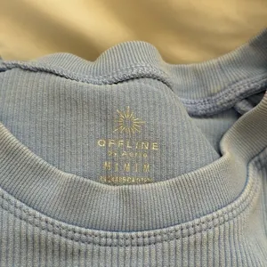 Aerie Offline Blue Cropped Workout Long Sleeve Shirt‎ Thick Gym Cableknit Ribbed thumbnail 3