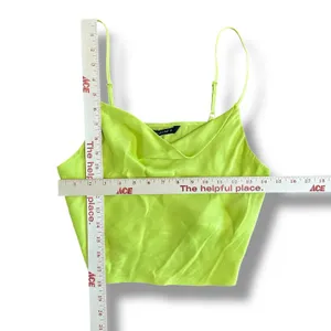 Zara NWT Satin Cropped Cowl‎ Neck Top Womens Size S Neon Green thumbnail 3