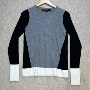 Colorblock Sweater Womens S French Connection Gray Black White Minimalist Mod thumbnail 1