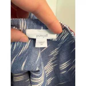 J. Jill Pure Jill Blue Ikat Cotton Dress Embroidered V-Neck Boho Shift Pockets thumbnail 6