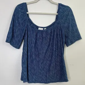 Anthropologie Postmark Square‎ Neck Slight Puff Sleeve Flowy Blouse Size Small thumbnail 1