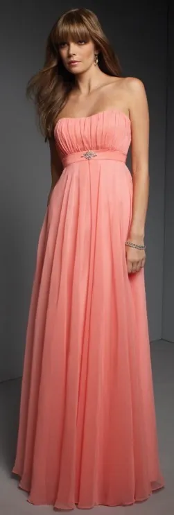 Mori Lee Pink Strapless Sweetheart Chiffon Maxi Gown thumbnail 1