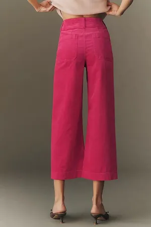 Anthropologie Maeve The Colette Corduroy Crop Wide-Leg Pants, Size 24 thumbnail 4