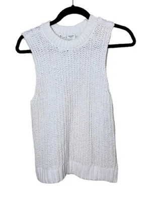 ABERCROMBIE & FITCH Open Knit Sweater Tank Top Vest White Cream Size Small thumbnail 1