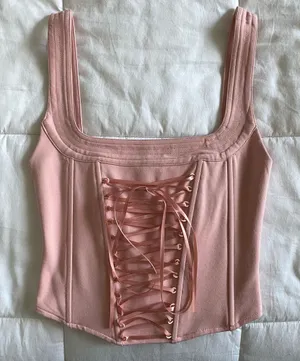Edikted Ballet Baby Pink Lace Up Corset XS thumbnail 1