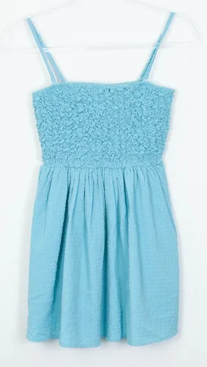 American Eagle Smocked Mini‎ Dress Blue Womens Size XS NWT thumbnail 1