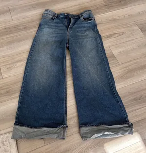 Sneak Peek Women Medium‎ Wash Wide Leg Cuffed Denim Jeans Size W32 thumbnail 1