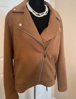 Loft Brown fall biker coat thumbnail 1