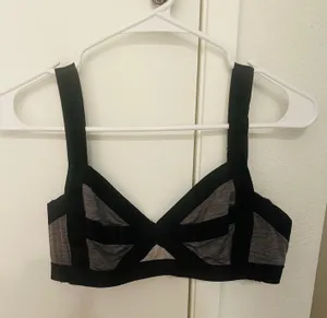 H&M Black & Grey Strappy Bralette Sports Bra thumbnail 1
