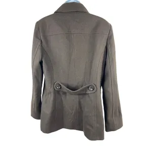 Anne Klein Brown Double Breasted Short Length Wool Blend M Lined Peacoat thumbnail 2