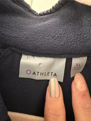 Athleta Navy Quarter-Zip Lightweight Fleece Shirt Jacket thumbnail 2