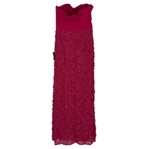 Lulus Ravishing Appeal Fuchsia 3d Floral Applique Strapless Maxi Dress Pink NWT thumbnail 3