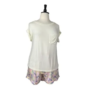 Stars Above Pajamas Sleepwear 3 Piece Short Tee Set Shirt Yellow Floral XL/XXL thumbnail 5