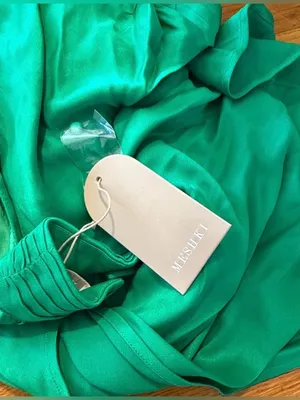 NWT Meshki Claire drape back Dress Green maxi satin open back size XS halter thumbnail 5