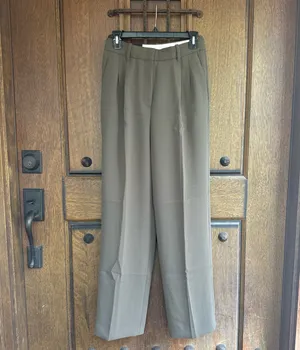 Aritzia Effortless Pant Olive Green Wide-Leg, Lengh Full, Rise High Size 4 thumbnail 3