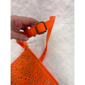 Olivia Miller Neon Orange Laser Cut‎ Glitter Crossbody Bag Womens Floral Small thumbnail 6