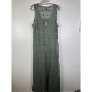 Universal Threads Womens Green Lace Sleeveless Maxi Dress Floral Sheer Size L NWT thumbnail 2