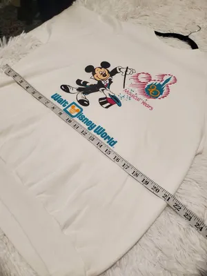 Disney World Anniversary Vintage Mickey Mouse Sweatshirt in White XL thumbnail 4