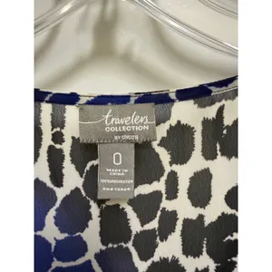 Chico's Travelers Blue Black Animal Print Sheer Kaftan Poncho Top Size 0 S thumbnail 5