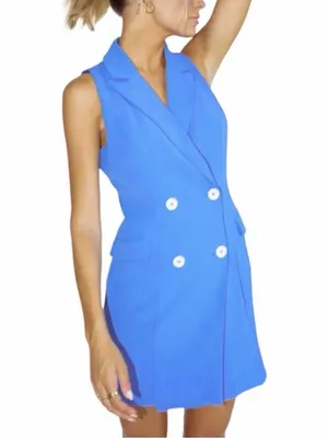 Yellow the Label Sleeveless Blue Double-Breasted Blazer Dress thumbnail 2