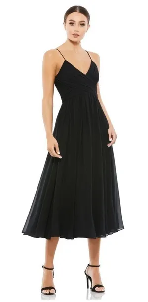NWT Mac Duggal Ieena 70099 Faux Wrap Black Formal Dress Size XS thumbnail 1
