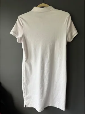 Ralph Lauren White Polo Shirt Dress with Navy Logo - Size Large thumbnail 2