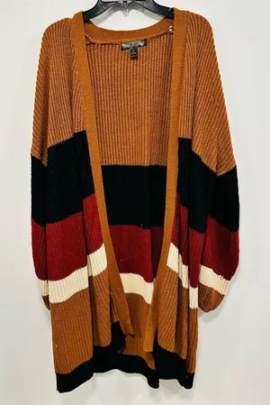 The Buckle say what brand long color block cardigan and a women’s size medium! thumbnail 1