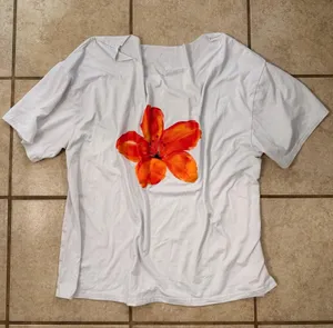 ASOS White Orange Floral Graphic T-Shirt thumbnail 1