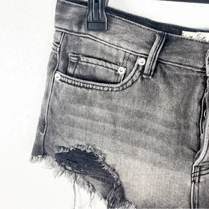 FREE PEOPLE Black Wash Button Fly Ripped Distressed Fray Hem Shorts Size 26 Boho thumbnail 7